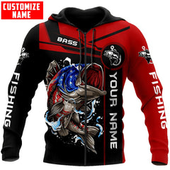 Maxcorners Bass Fishing Personalized Name 3D Shirt