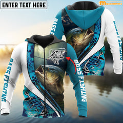 Maxcorners Bass Fishing Green Camo Personalized Name 3D Shirt