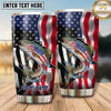 Maxcorners Fishing Tumbler Waving American Flag Action Design Personalized Name Tumbler (13 Species)