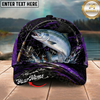 Maxcorners Fishing Purple Lightning Rod Splash Personalized 3D Cap (12 Fish Species)
