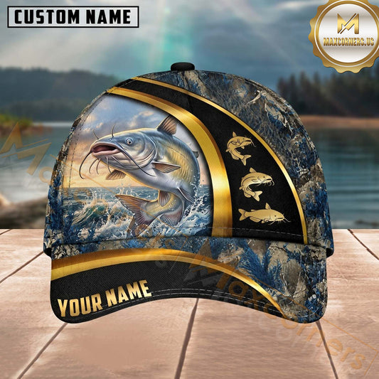 Maxcorners Fishing Gold Stripe Camo Personalized 3D Cap