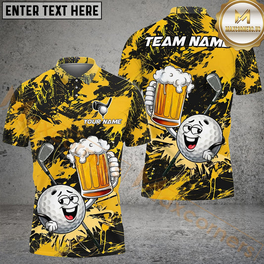 Maxcorners Golf Beer Mug Funny Ball Customized Name, Team Name 3D Shirt