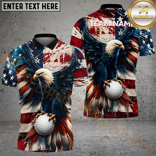 Maxcorners Golf Patriot Break Customized Name, Team Name 3D Shirt