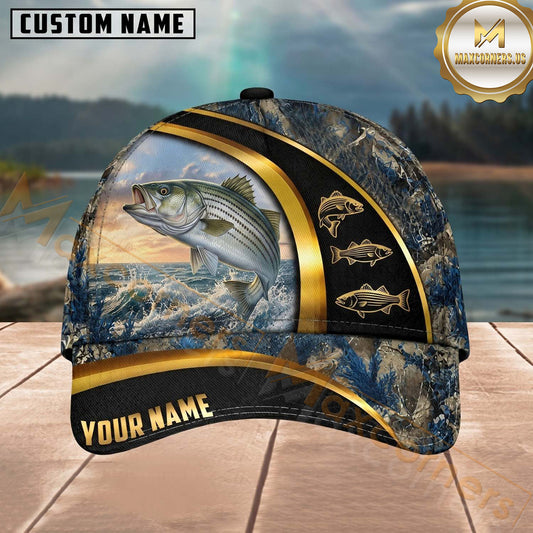 Maxcorners Fishing Gold Stripe Camo Personalized 3D Cap