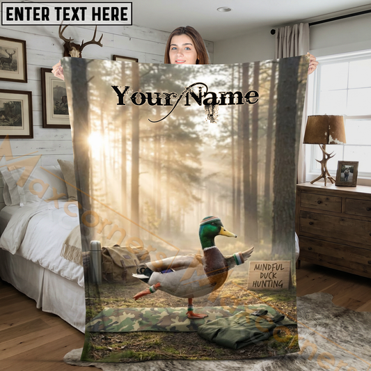 Maxcorners Mindful Duck Hunting Yoga Stretch in Forest Personalized 3D Blanket