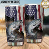 Maxcorners Fishing Tumbler Vertical American Flag Landscape Design Personalized Name Tumbler (13 Species)