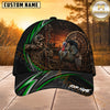 Maxcorners Hunting Green Stripe Skull Archer and Deer Sunset Design Personalized 3D Cap