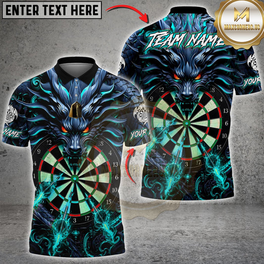 Maxcorners Darts Dark Dragon Flaming Dartboard Design Multicolor Customized Name, Team Name 3D Shirts