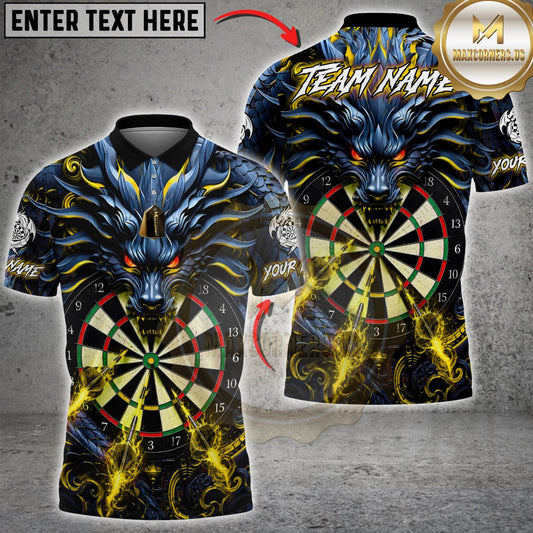 Maxcorners Darts Dark Dragon Flaming Dartboard Design Multicolor Customized Name, Team Name 3D Shirts