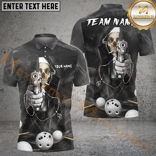 Maxcorners Golf Nun Reaper Shooter Customized Name, Team Name 3D Shirt