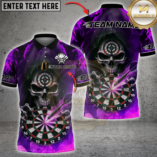 Maxcorners Darts Flaming Skull Dartboard Design Multicolor Customized Name, Team Name 3D Shirts
