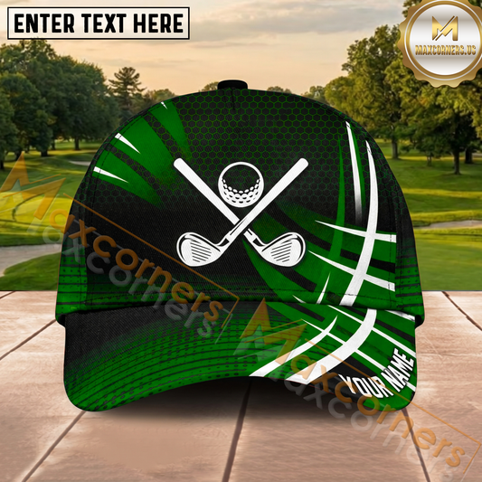 Maxcorners Golf Green Crossed Clubs Personalized Cap