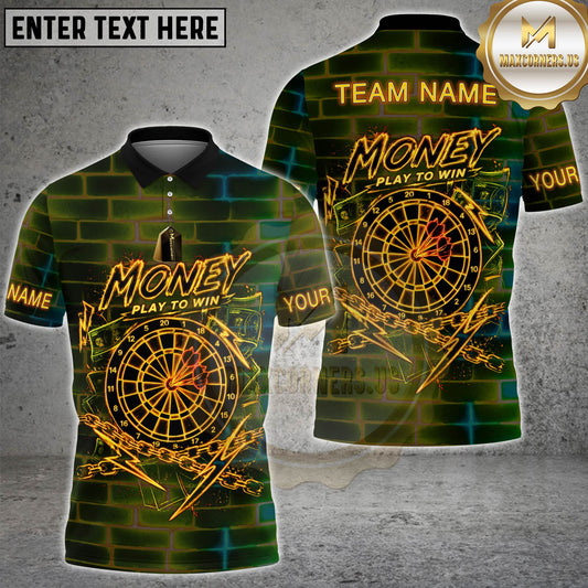 Maxcorners Darts Money Play To Win Neon Dartboard Design Personalized Name 3D Unisex Shirt