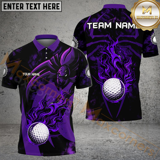 Maxcorners Golf Spider Flame Personalized Name, Team Name 3D Shirt (6 Colors)
