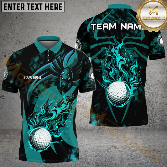 Maxcorners Golf Spider Flame Personalized Name, Team Name 3D Shirt (6 Colors)