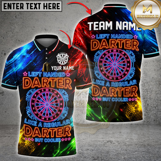 Maxcorners Darts Left Handed Darter Neon Dartboard Quote Design Personalized Name 3D Unisex Shirt