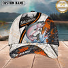 Maxcorners Fishing Orange Black Grunge Personalized 3D Cap