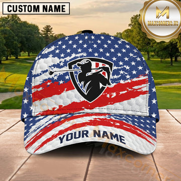 Maxcorners Golf American Flag Shield Personalized Cap