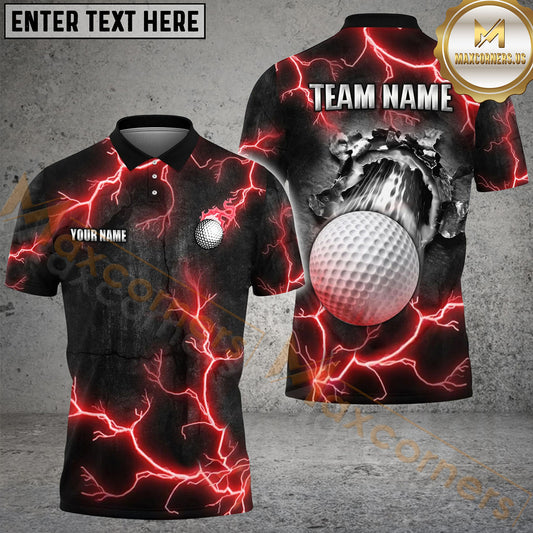 Maxcorners Golf The Power Of The God Of Thunder Personalized Name, Team Name 3D Shirt (4 Colors)