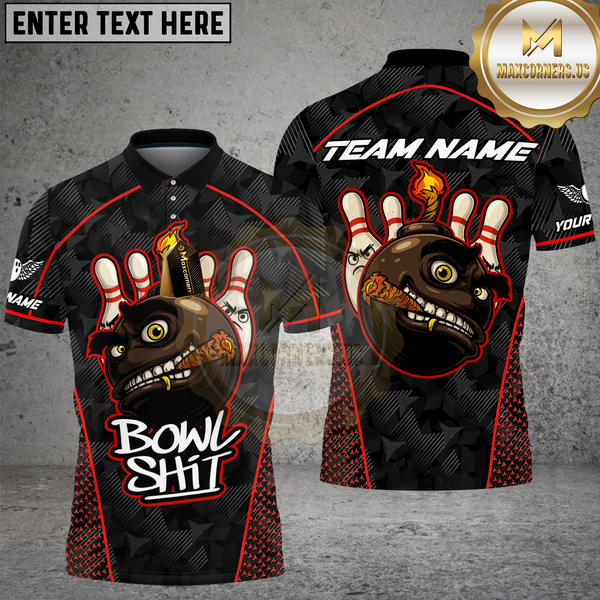 Maxcorners Bowling Shirt Crazy Smoking Bowling Bomb Design Multioptions Personalized Name, Team Name Unisex 3D Shirt (4 Colors)