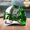 Maxcorners Fishing Green Tribal Swirl Personalized Name 3D Shirt (13 Fish Species)