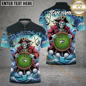 Maxcorners Golf Pirate Reaper Personalized Name, Team Name 3D Shirt (4 Colors)