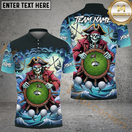 Maxcorners Golf Pirate Reaper Personalized Name, Team Name 3D Shirt (4 Colors)