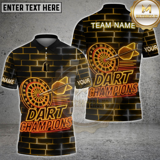 Maxcorners Darts Dart Champions Neon Dartboard Design Personalized Name 3D Unisex Shirt