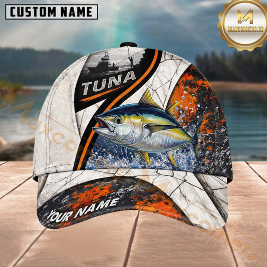 Maxcorners Fishing Orange Black Grunge Personalized 3D Cap