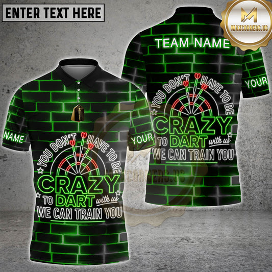 Maxcorners Darts Crazy To Dart With Us Neon Quote Design Personalized Name 3D Unisex Shirt