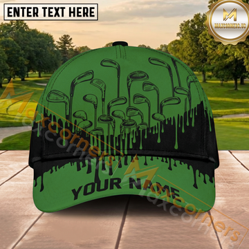 Maxcorners Golf Green Paint Drip Personalized Cap