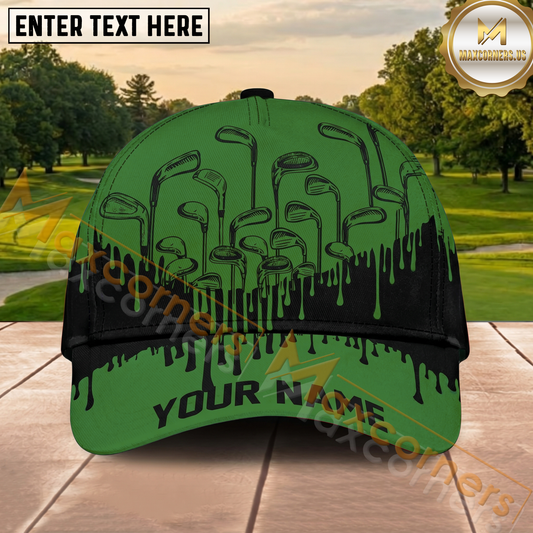 Maxcorners Golf Green Paint Drip Personalized Cap