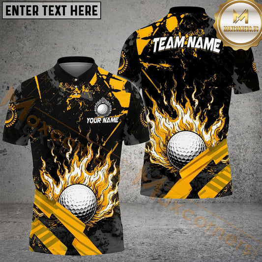 Maxcorners Golf Grunge Flame Personalized Name, Team Name 3D Shirt (6 Colors)