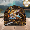 Maxcorners Fishing Lava Fire Rock Water Splash Personalized Name 3D Cap (12 Fish Species)