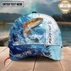 Maxcorners Fishing Blue Water Splash Hook Personalized 3D Classic Cap (12 Fish Species)