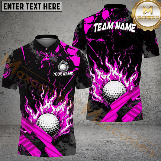 Maxcorners Golf Grunge Flame Personalized Name, Team Name 3D Shirt (6 Colors)