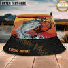 Maxcorners Fishing Compass Lure Sunset Splash Personalized Name 3D Bucket Hat (12 Fish Species)