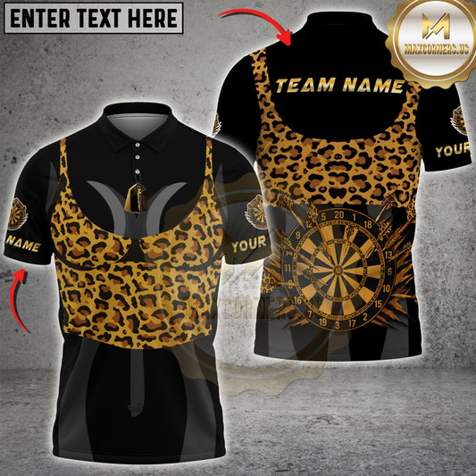 Maxcorners Darts Leopard Print Dartboard & Flying Darts Multicolor Customized Name, Team Name 3D Shirts
