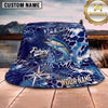 Maxcorners Fishing Deep Blue Ocean Compass Geometric Personalized 3D Bucket Hat (13 Fish Species)