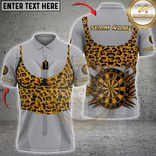 Maxcorners Darts Leopard Print Dartboard & Flying Darts Multicolor Customized Name, Team Name 3D Shirts