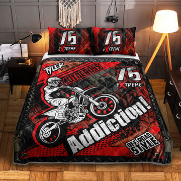 Maxcorners Motocross 31 Multicolor Option Personalized Bedding Set