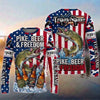 (13 Breeds) Maxcorners Fishing American Flag Fish Hard Sleep Later Bandana Sunglasses Design Custom Name & Team Name 3D Shirts