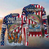 (13 Breeds) Maxcorners Fishing American Flag Fish Hard Sleep Later Bandana Sunglasses Design Custom Name & Team Name 3D Shirts