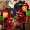 Maxcorners Billiards Skull Fire Personalized Name Polo Shirt (4 Color Options)