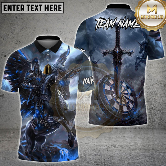 Maxcorners Darts Dark Fantasy Knight Unicorn Sword Dartboard Design Multicolor Customized Name, Team Name 3D Shirts