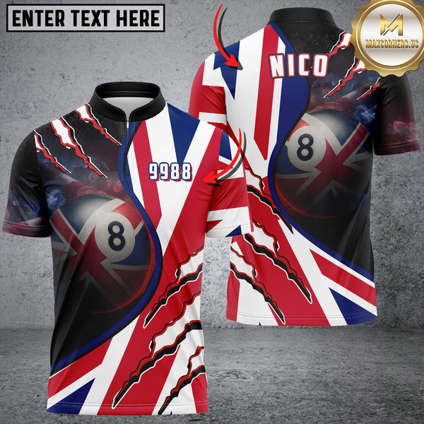 Maxcorners 8 Ball American Flag Patriot Billiard Jersey Customized Name, Team Name 3D Polo Shirt For Magali