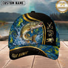 Maxcorners Fishing Blue Gold Abstract Personalized 3D Cap