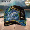 Maxcorners Fishing Blue Gold Abstract Personalized 3D Cap