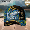 Maxcorners Fishing Blue Gold Abstract Personalized 3D Cap