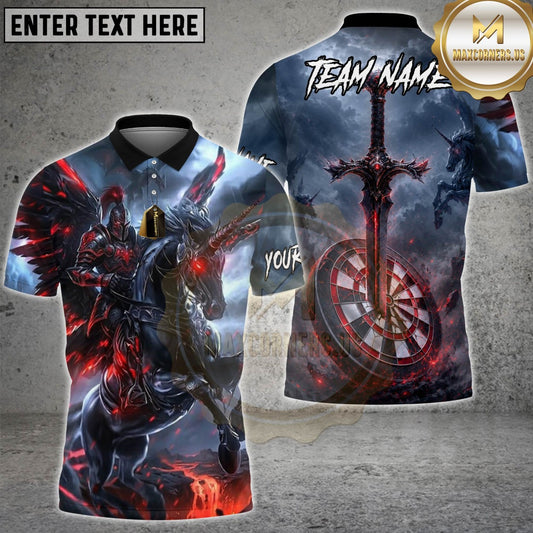 Maxcorners Darts Dark Fantasy Knight Unicorn Sword Dartboard Design Multicolor Customized Name, Team Name 3D Shirts